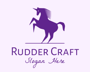 Violet Unicorn Horse logo design