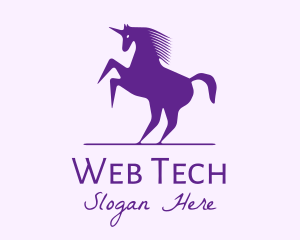 Violet Unicorn Horse logo design