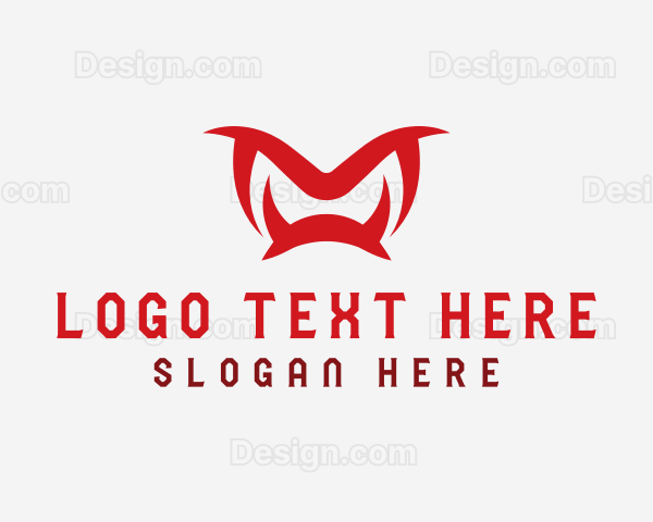 Red Fangs Letter M Logo