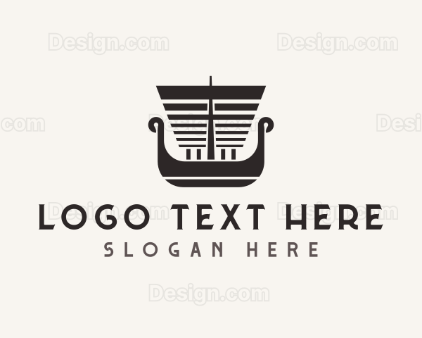 Viking Medieval Ship Logo