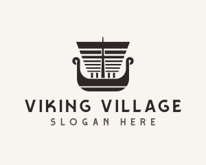 Viking Medieval Ship logo design