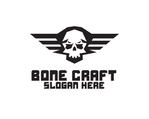 Bone Skull Wings logo design