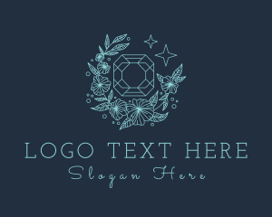 Blue Floral Gemstone logo