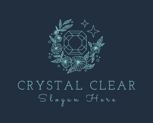 Blue Floral Gemstone logo design