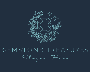 Blue Floral Gemstone logo design