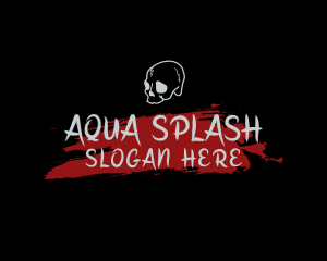 Skull Red Splash Wordmark logo design