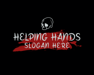 Skull Red Splash Wordmark logo