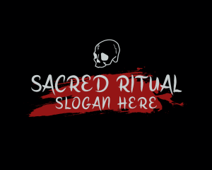 Skull Red Splash Wordmark logo design