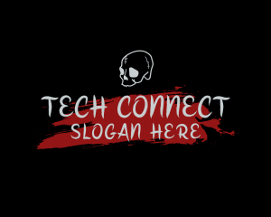 Skull Red Splash Wordmark logo