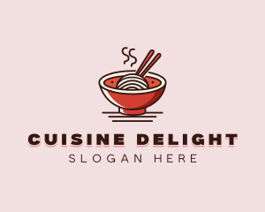 Noodle Chopsticks Bowl logo design