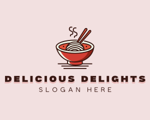 Noodle Chopsticks Bowl logo design