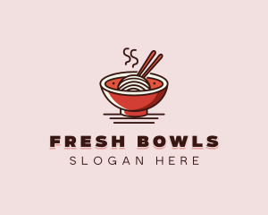 Noodle Chopsticks Bowl logo design