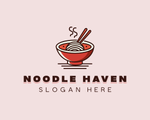 Noodle Chopsticks Bowl logo design