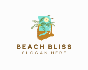 Ghana Beach Map logo design