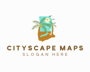 Ghana Beach Map logo design