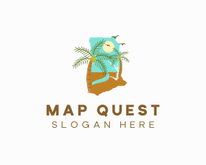 Ghana Beach Map logo design