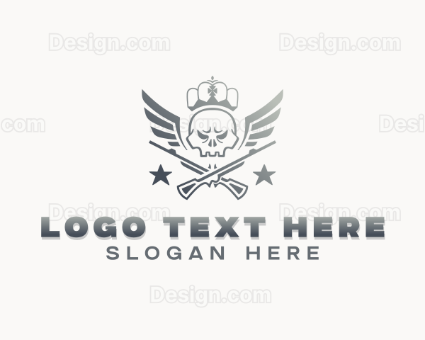 Gun Skull Wings Logo