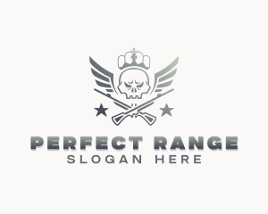 Gun Skull Wings logo design