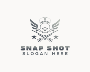 Gun Skull Wings logo design