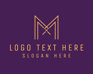 Gold Luxury Letter M logo design