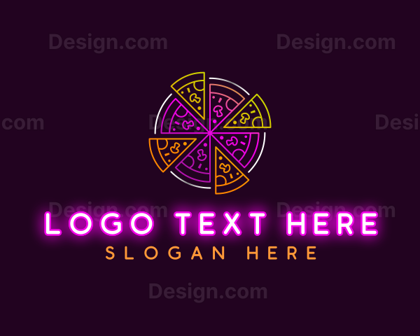 Neon Pizza Snack Logo