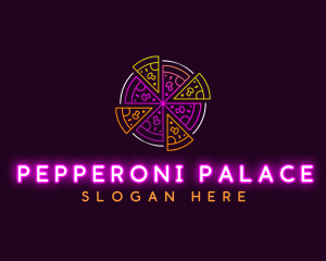 Neon Pizza Snack logo design