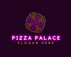 Neon Pizza Snack logo design