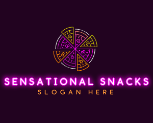 Neon Pizza Snack logo design