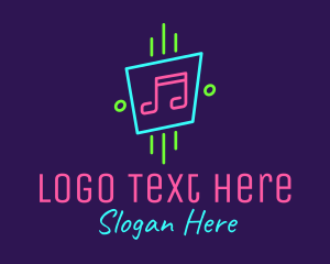 Beat - Neon Musical Notes logo design