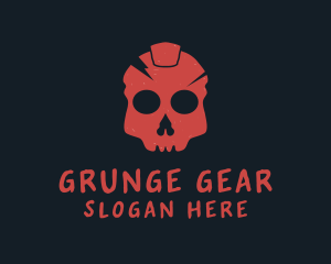 Red Grunge Skull logo