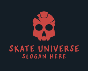 Red Grunge Skull logo design