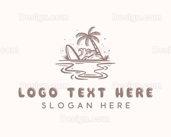 Island Beach Palm Tree Logo