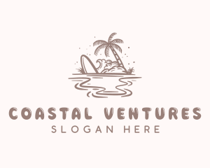 Island Beach Palm Tree logo design