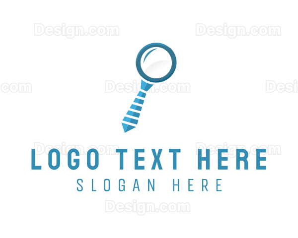 Necktie Magnifying Glass Logo