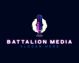 Podcast Microphone Broadcast logo design