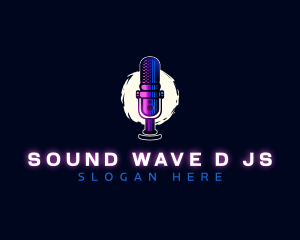 Podcast Microphone Broadcast logo design