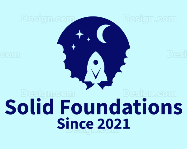 Blue Space Rocket Logo