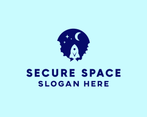 Blue Space Rocket logo design