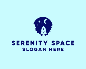 Blue Space Rocket logo design