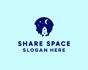 Blue Space Rocket logo design