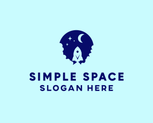 Blue Space Rocket logo design