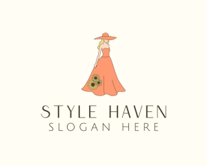 Woman Floral Dress Fashionista logo design