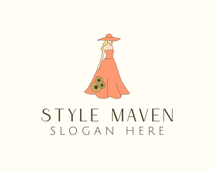 Woman Floral Dress Fashionista logo design