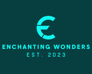 Round Tech Letter E logo design