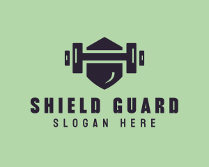 Fitness Barbell Shield logo design