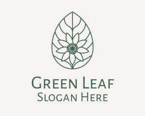 Green Monoline Flower Leaf logo design