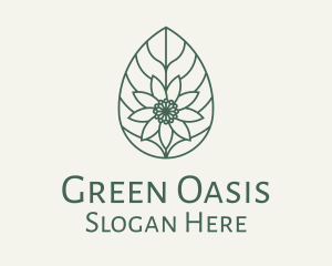 Green Monoline Flower Leaf logo design