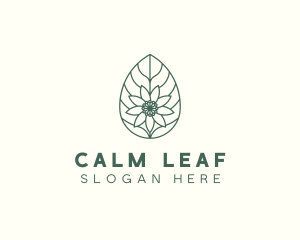 Green Monoline Flower Leaf logo design