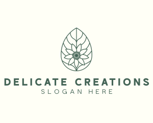 Green Monoline Flower Leaf logo design