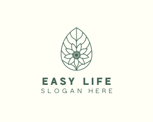 Green Monoline Flower Leaf logo design